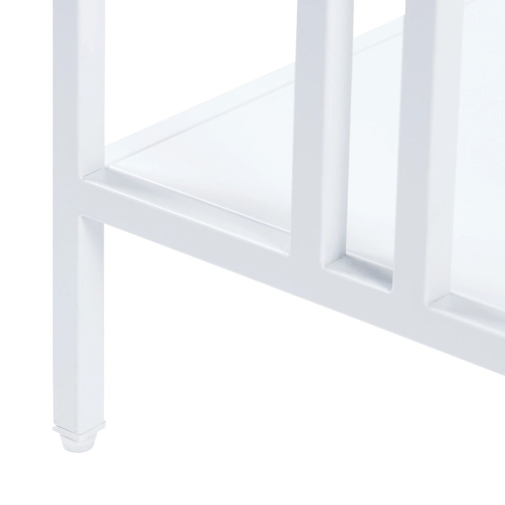 Tavolino Basso Kumlinge in Acciaio con Ripiani Quadrati 47 x 45 x 45 cm Bianco [en.casa]
