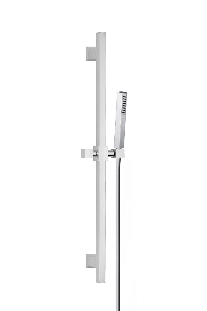 Saliscendi completo moderno quadrato in ottone cromato minimalista