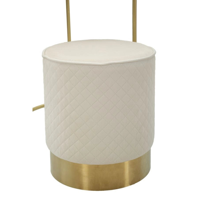 Comodino/toletta Con Puff Vellit Crema cm ø 52x70 - ø 36x39