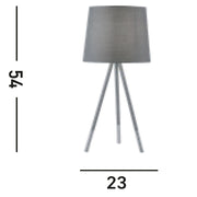 Lampada Da Scrivania Contemporanea Rio Acciaio Argento Tessuto Grigio 1 Luce E14