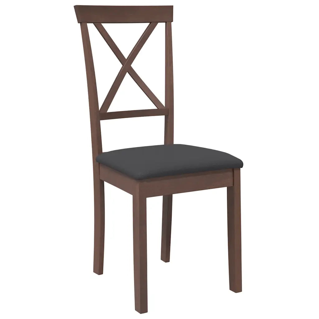 Sedie da Pranzo con Cuscini 2pz Marrone Legno Massello di Hevea