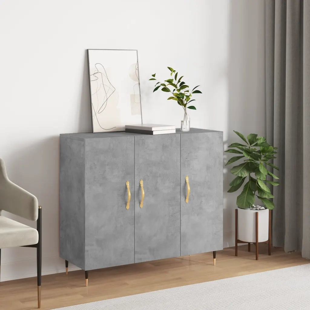 Credenza | Madia | Buffet da pranzo | Armadio da pranzo Grigio Cemento 90x34x80 cm in Legno Multistrato