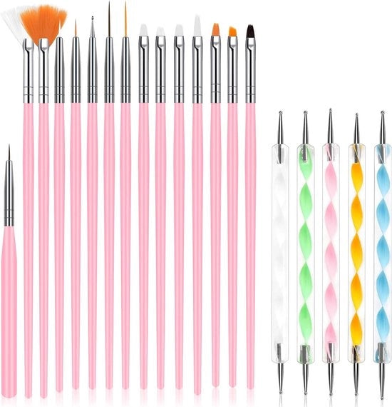 Set di Pennelli per Arte dei Fili - 15 pezzi Pennello Acrilico per Dipingere Fili di Unghia - 5 pezzi Strumenti per Capo di Unghia per DIY e Uso Professionale