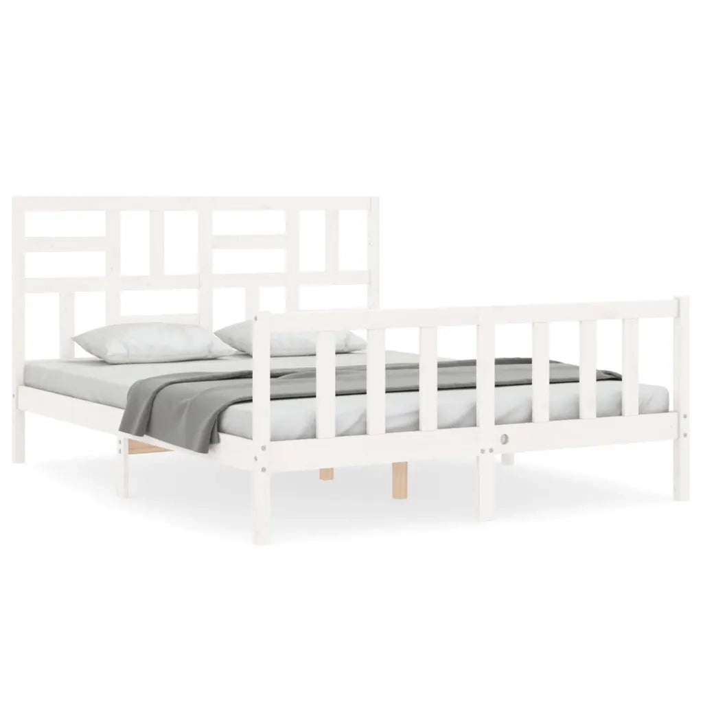 Giroletto senza Materasso-Struttura Letto Bianco 160x200 cm Legno Massello Pino 808501