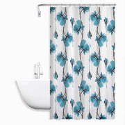 Trade Shop - Tenda Doccia Vasca Impermeabile 12 Ganci Decorazione Fiori Blu 240 X 200cm 79225 -