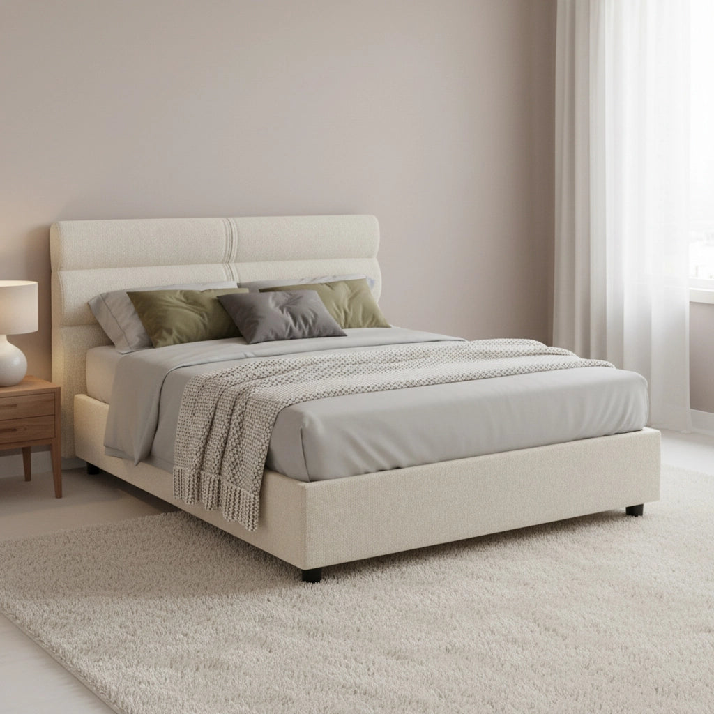 Brinzio, Letto Piazza e Mezza Materasso Incluso Made in Italy, Beige