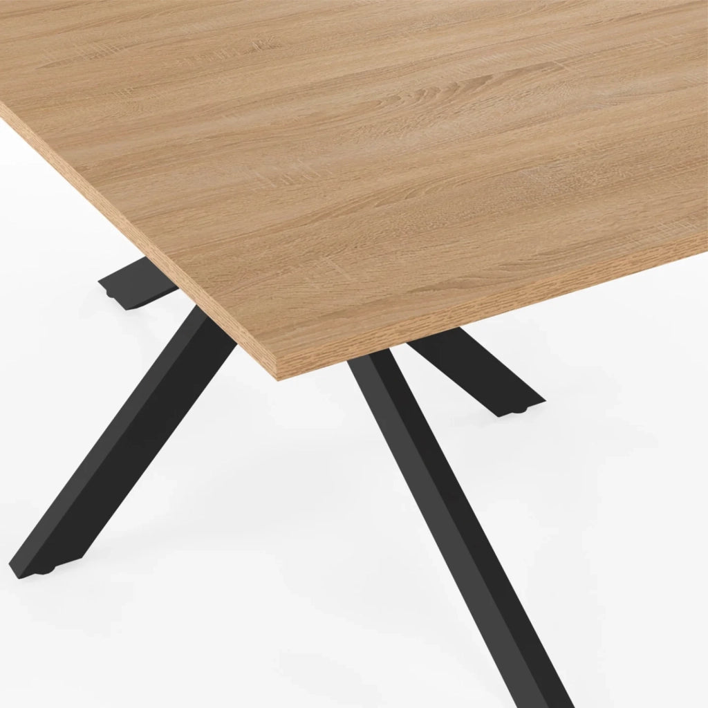 IDMarket - Tavolo da pranzo rettangolare ALIX per 8 persone con gambe a ragno nere e in legno 160 cm