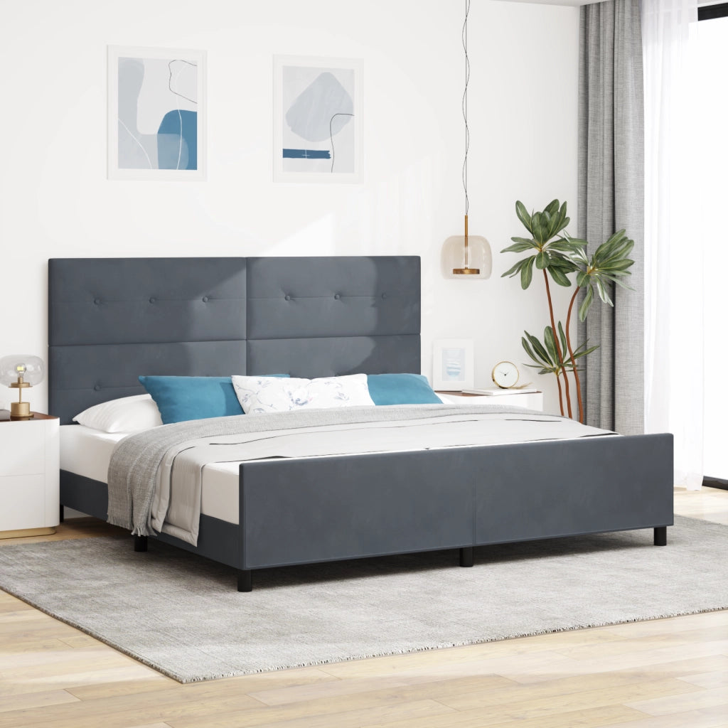 Letto Matrimoniale Grigio Scuro 200x200 cm in Velluto
