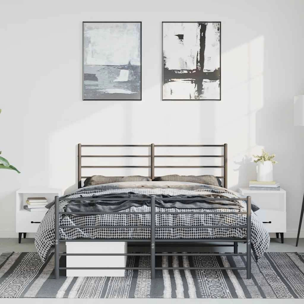 Giroletto con Testiera e Pediera Metallo Nero 135x190 cmcod mxl 80543