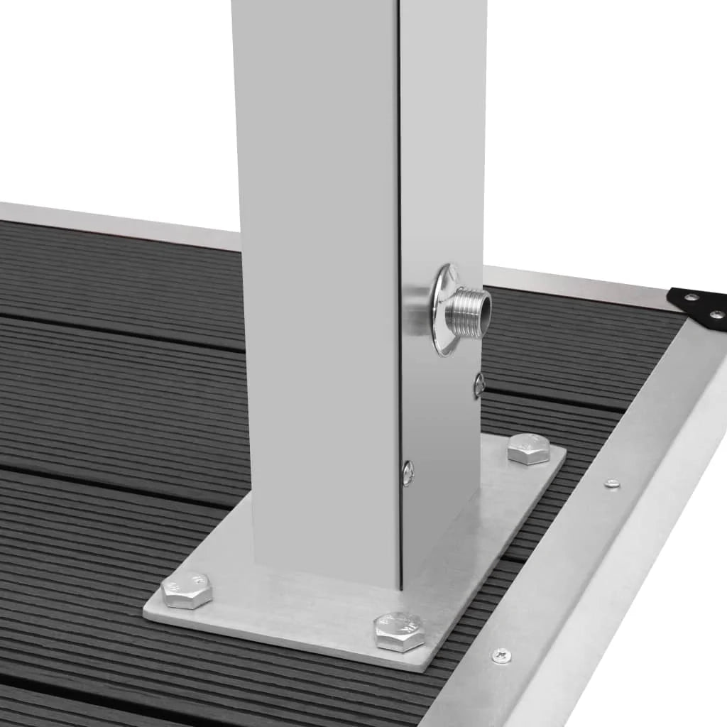 Doccia esterna con piatto doccia in WPC acciaio inox grigio 02_0042028