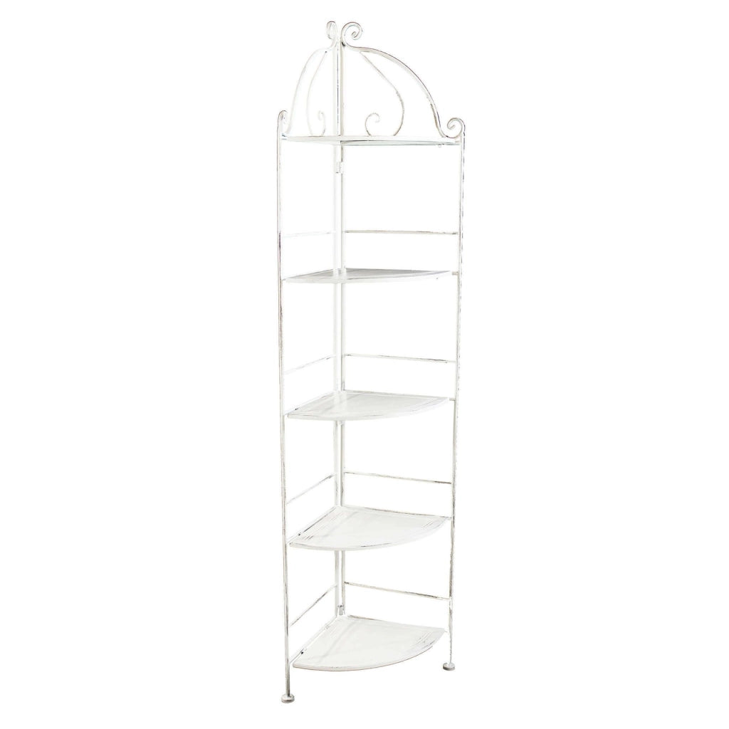 Scaffale 5 piani angolare stile provenzale verniciato in Acciaio cm 50x35x175 - ED
