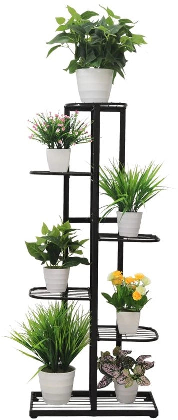 Cre Cra standaio metallico con 6 livelli, scala per fiori, vasi per piante moderni per balcone e giardino, piatto per fiori, multi-strato, standaio per piante nero, standaio per fiori bianco, standaio per vaso