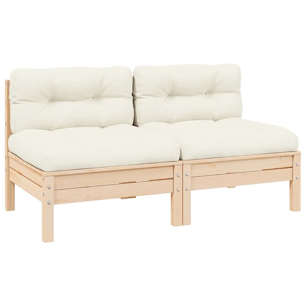 Divano da Giardino a 2 Posti con Cuscini Crema Massello di Pino cod mxl 78584