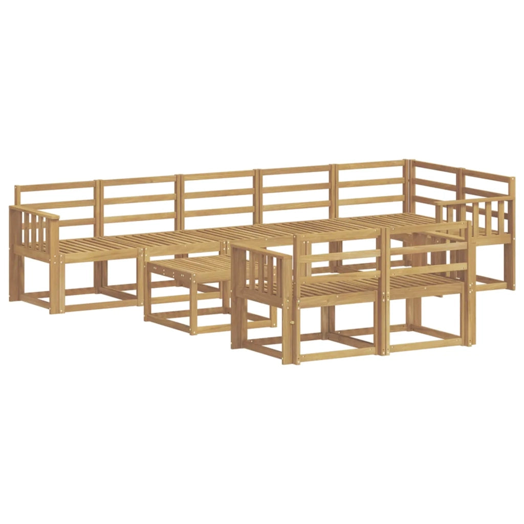 Set di divani da esterno 9 pcs Bianco Legno di Acacia Massello 3387833