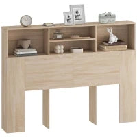 Testiera Letto con  4 scomparti aperti, 140 x 19 x 103,5 cm, Legno naturale
