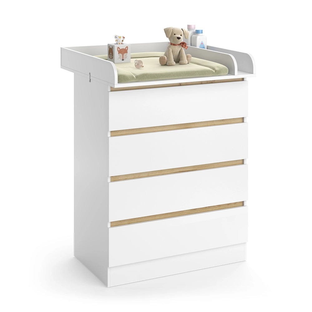 Fasciatoio da mobile Emmi Bianco/Rovere dorato 80 x 111.7 cm con 4 cassetti Vitalispa