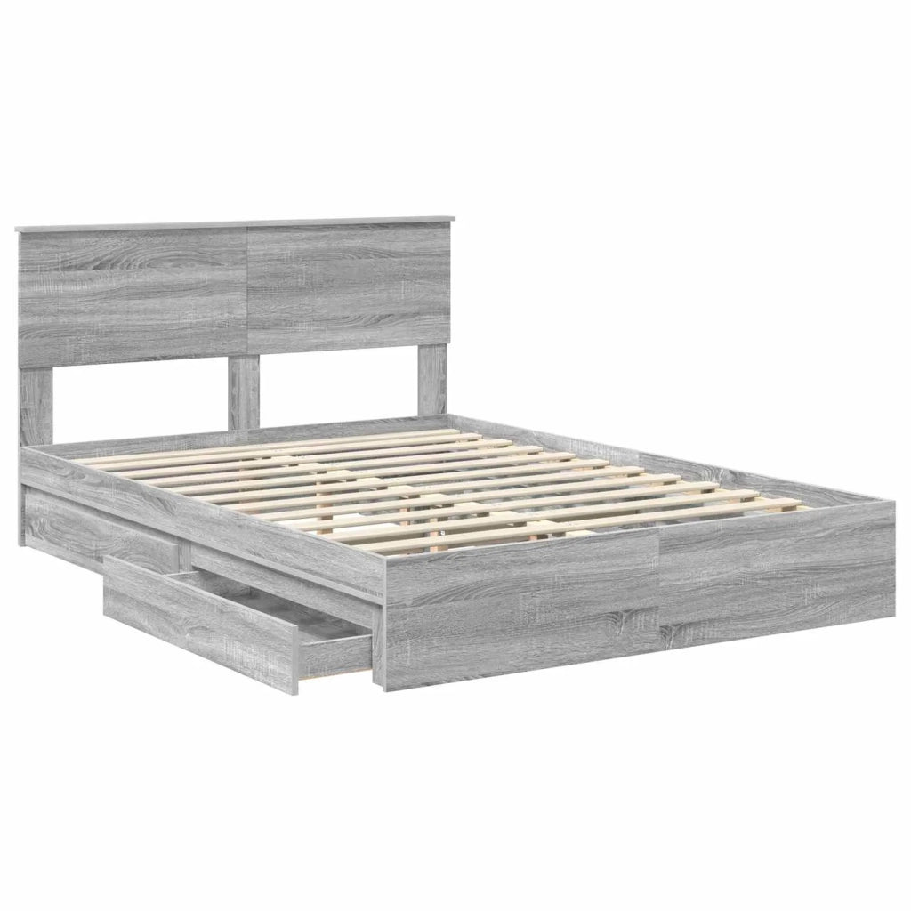Letto con Contenitore con testiera Grigio Sonoma 140 x 200 cm 3410796