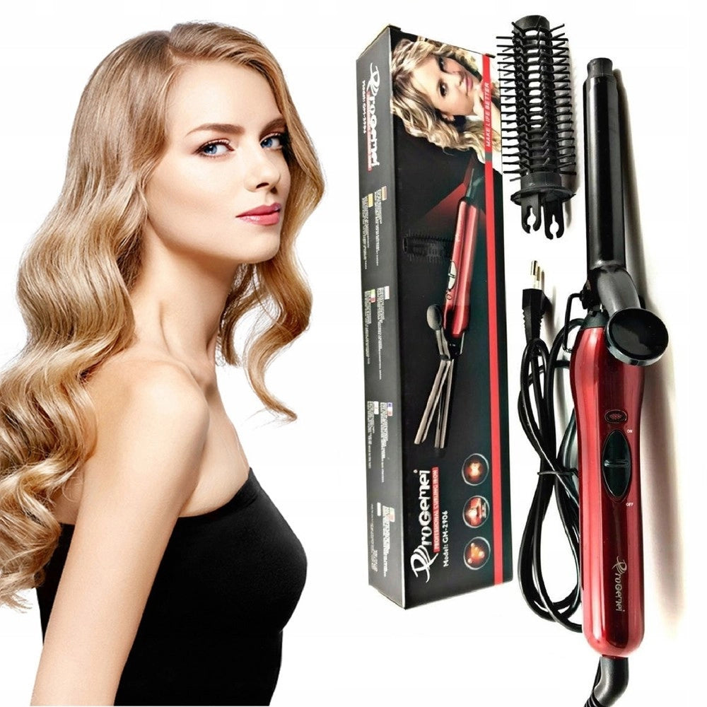 Trade Shop - Ferro Piastra Arricciacapelli Professionale 2in1 Ricci Mossi Con Pettine Gm-2906 -