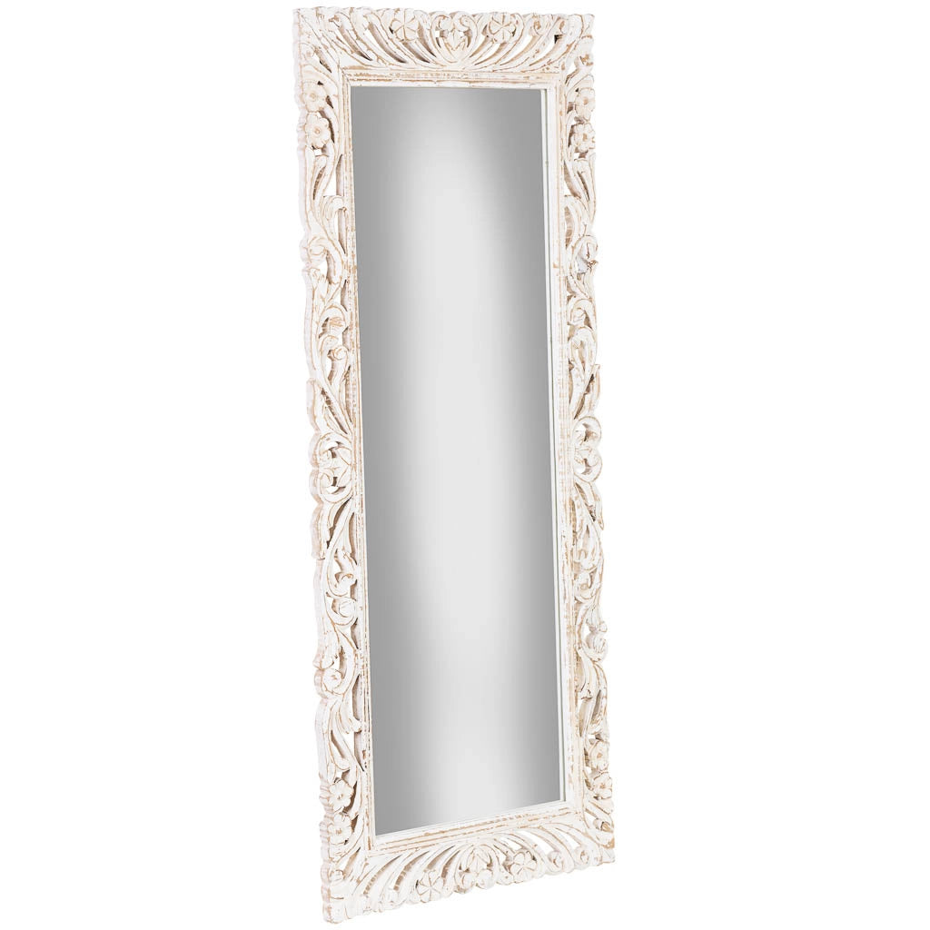Specchio da parete in legno bianco 60x120x2,5h cm
