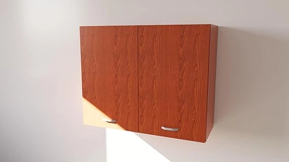 Pensile Cucina  in Legno Nobilitato Ciliegio, Mobile Alto con 2 Ante, Pensile Componibile Moderno Made in Italy (H80XL60XP32cm)