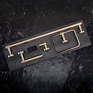 Set Accessori Da Bagno Grid Brush Gold 4 Pezzi