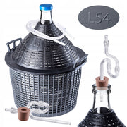 Damigiana KADAX da 54 litri per vino in cestello con tubo flessibile in sughero, set da 4 pezzi.