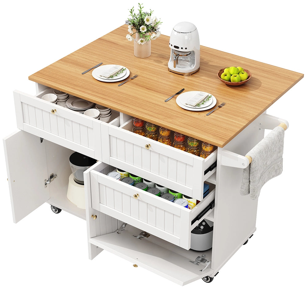 Isola cucina - Xylo - tavolo estensibile grano legno bianco