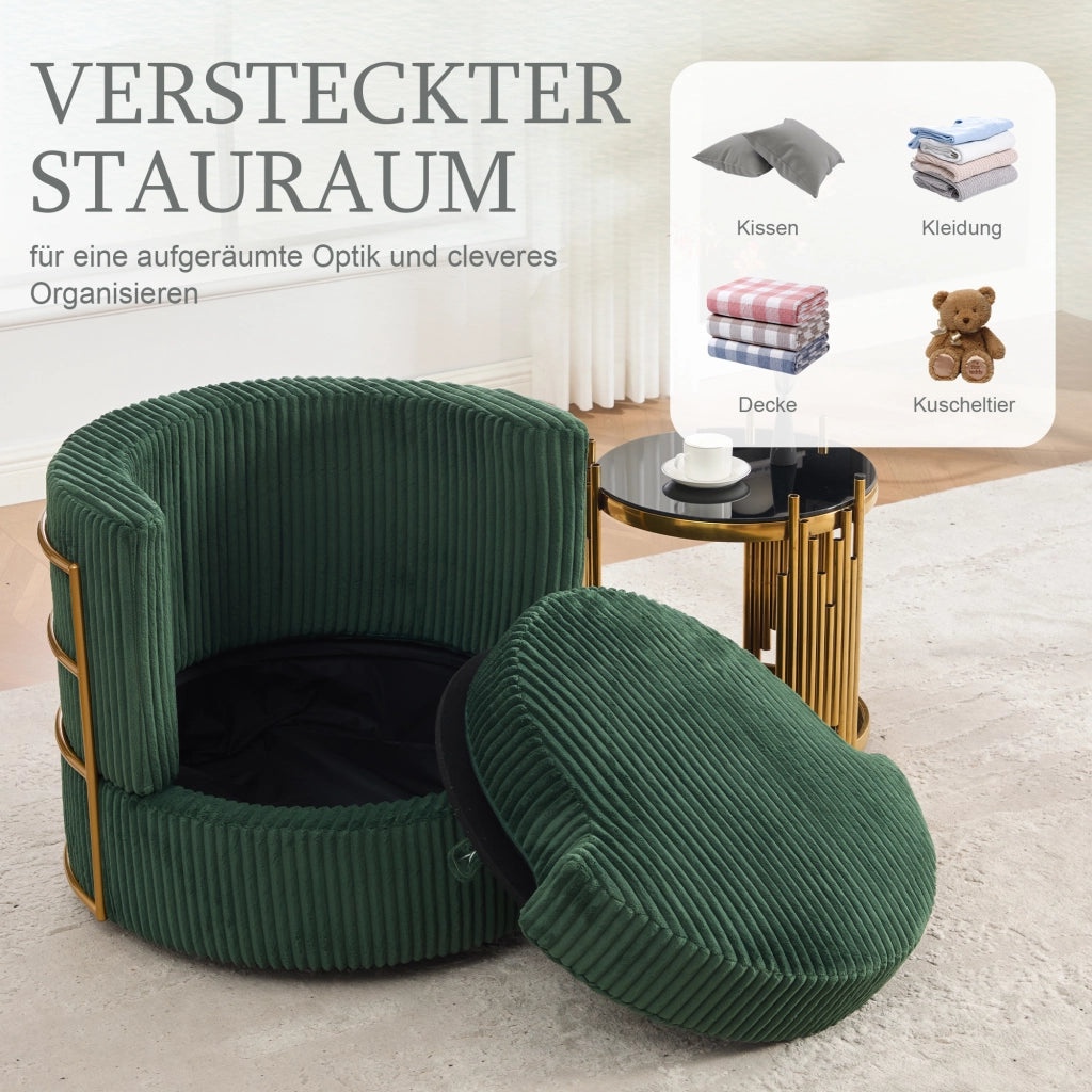 POLTRONA Girevole 360° in Corda 76x79x78 cm Verde Smeraldo