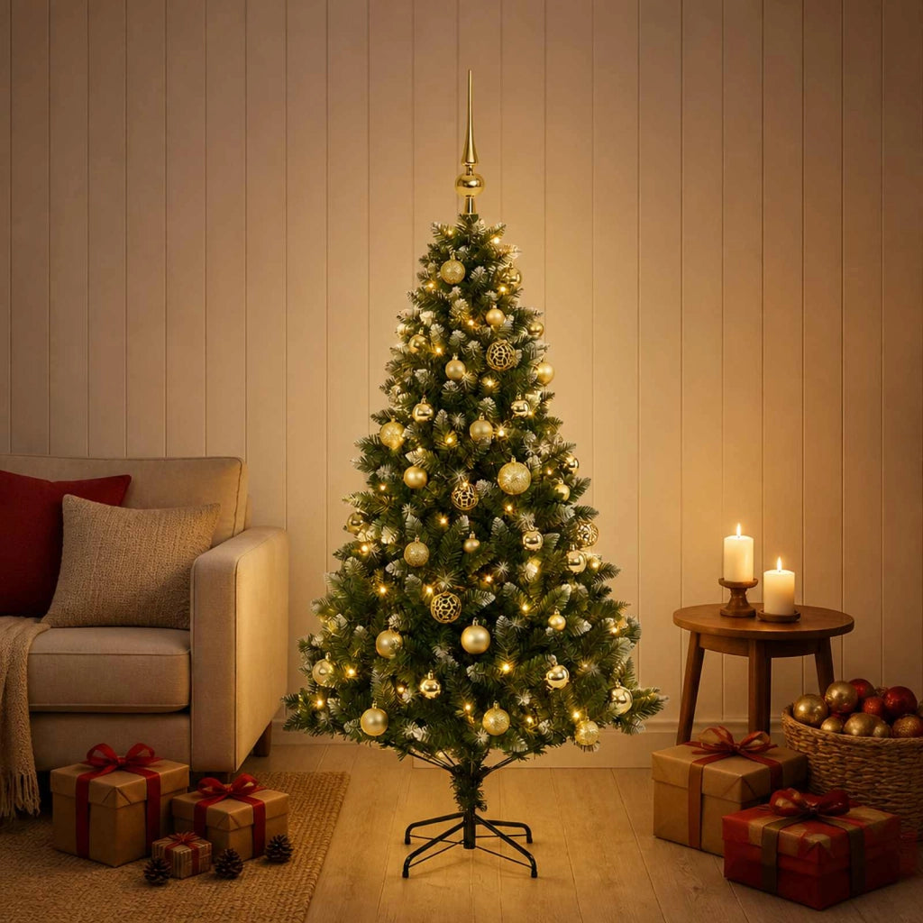Albero di Natale Artificiale con Palline 150 cm 150 LED 3461346
