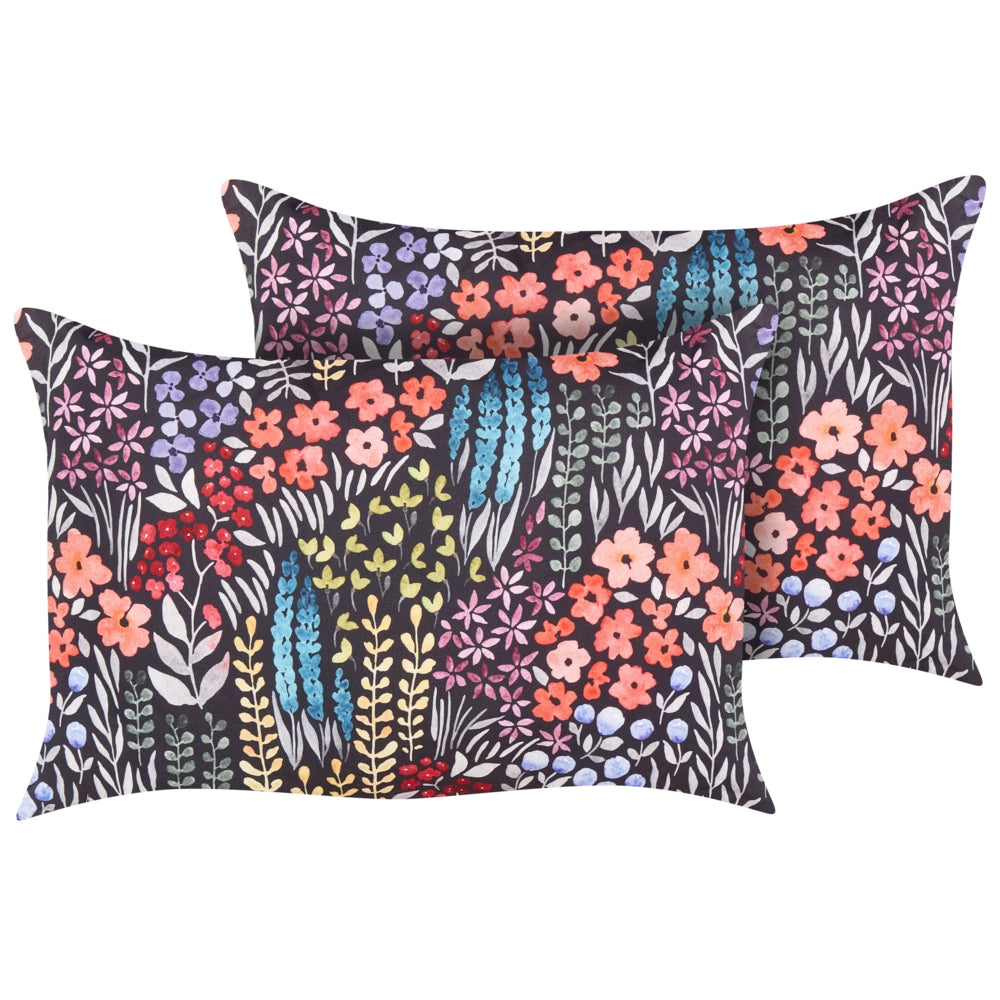 Set di 2 cuscini da esterno in poliestere multicolore 40 x 60 cm Cuscino rettangolare con stampa floreale da giardino Patio