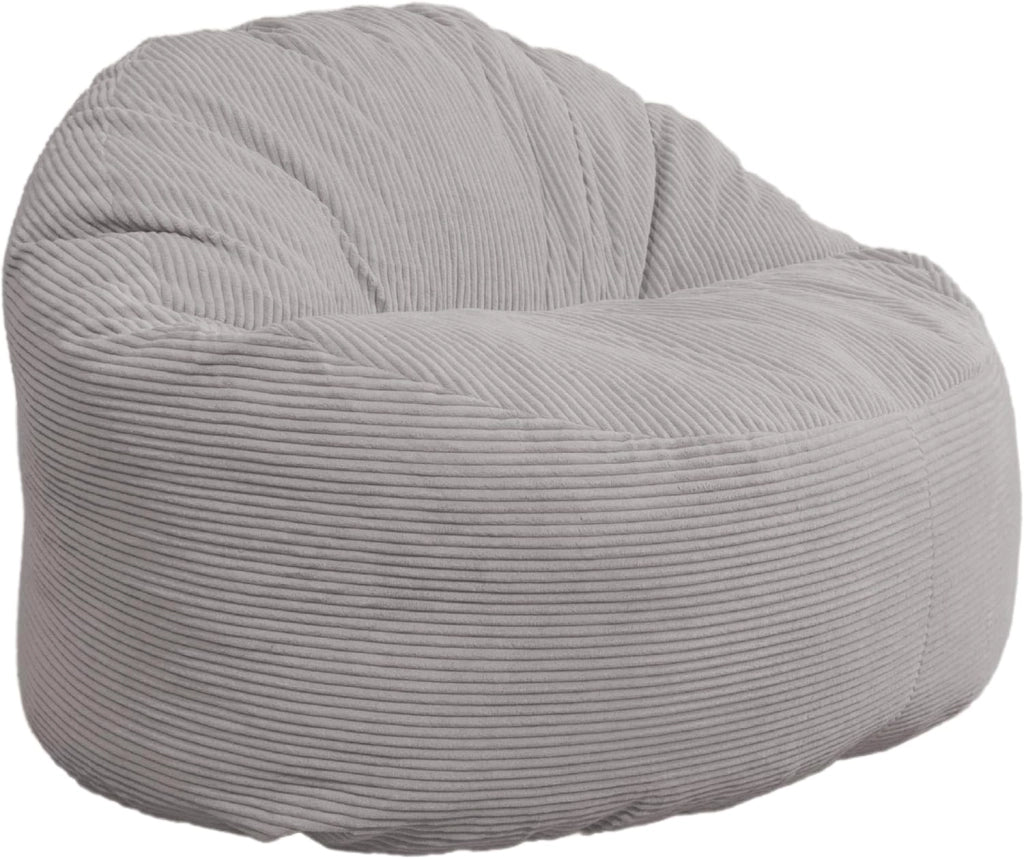 Pouf Poltrona Sacco in Velluto a Coste Larghe - Morbido e Confortevole - Imbottitura in Schiuma, Ottimo Supporto per la Schiena - Pouf Divano Gigante (100 cm, Grigio Chiaro)