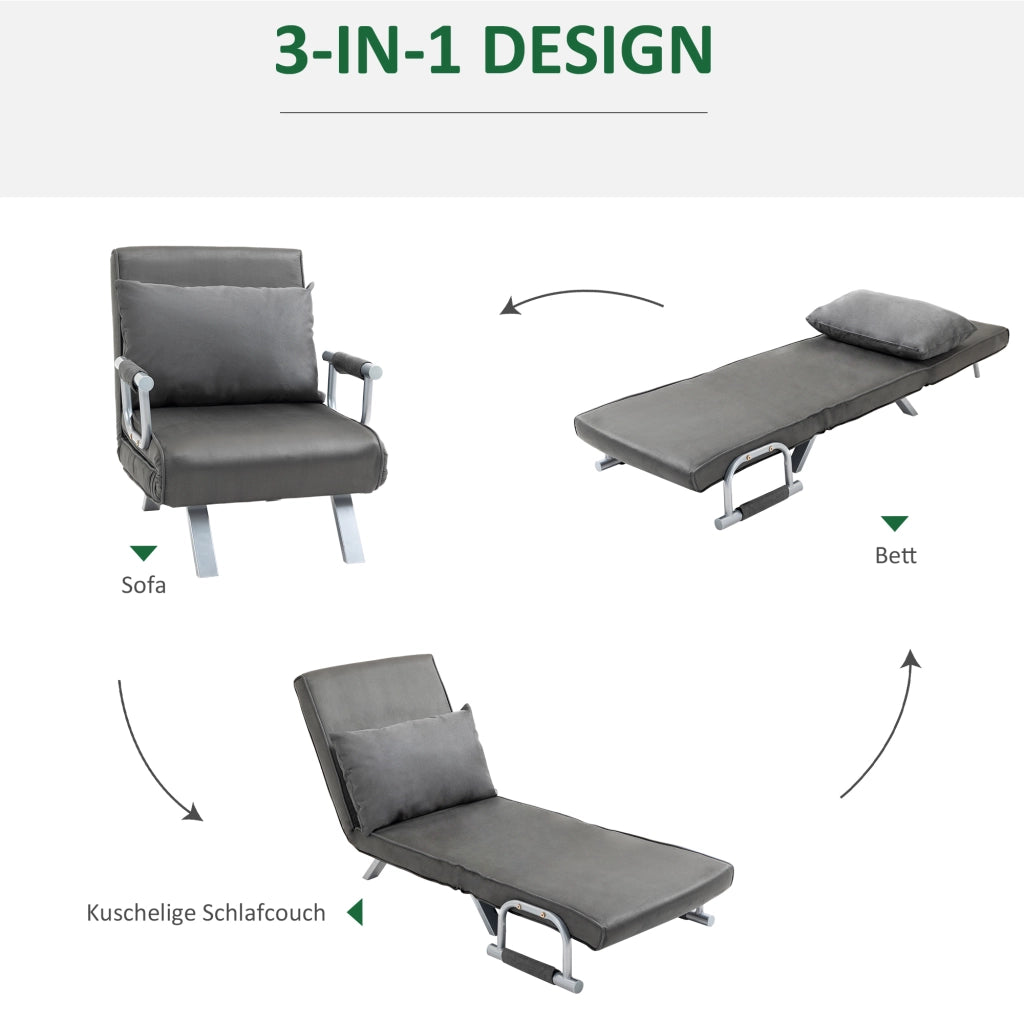 Poltrona Relax Sedia a Sdraio Letto per Ospiti ¨C zephmum ¨C Grigio 65x69x80 cm