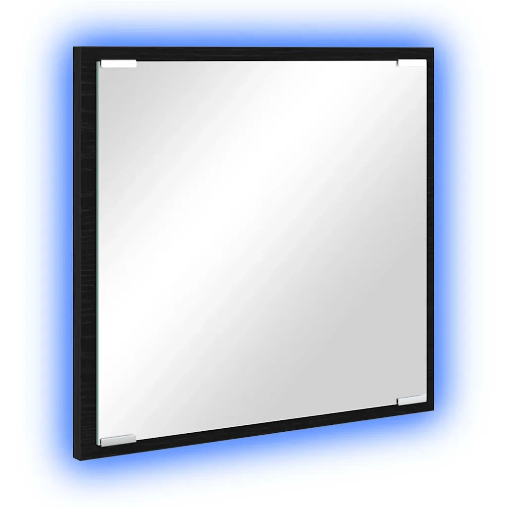 Specchio da Bagno LED-Specchio decorativo con LED con specchio Rovere Nero 40 x 37 x 8.5 cm