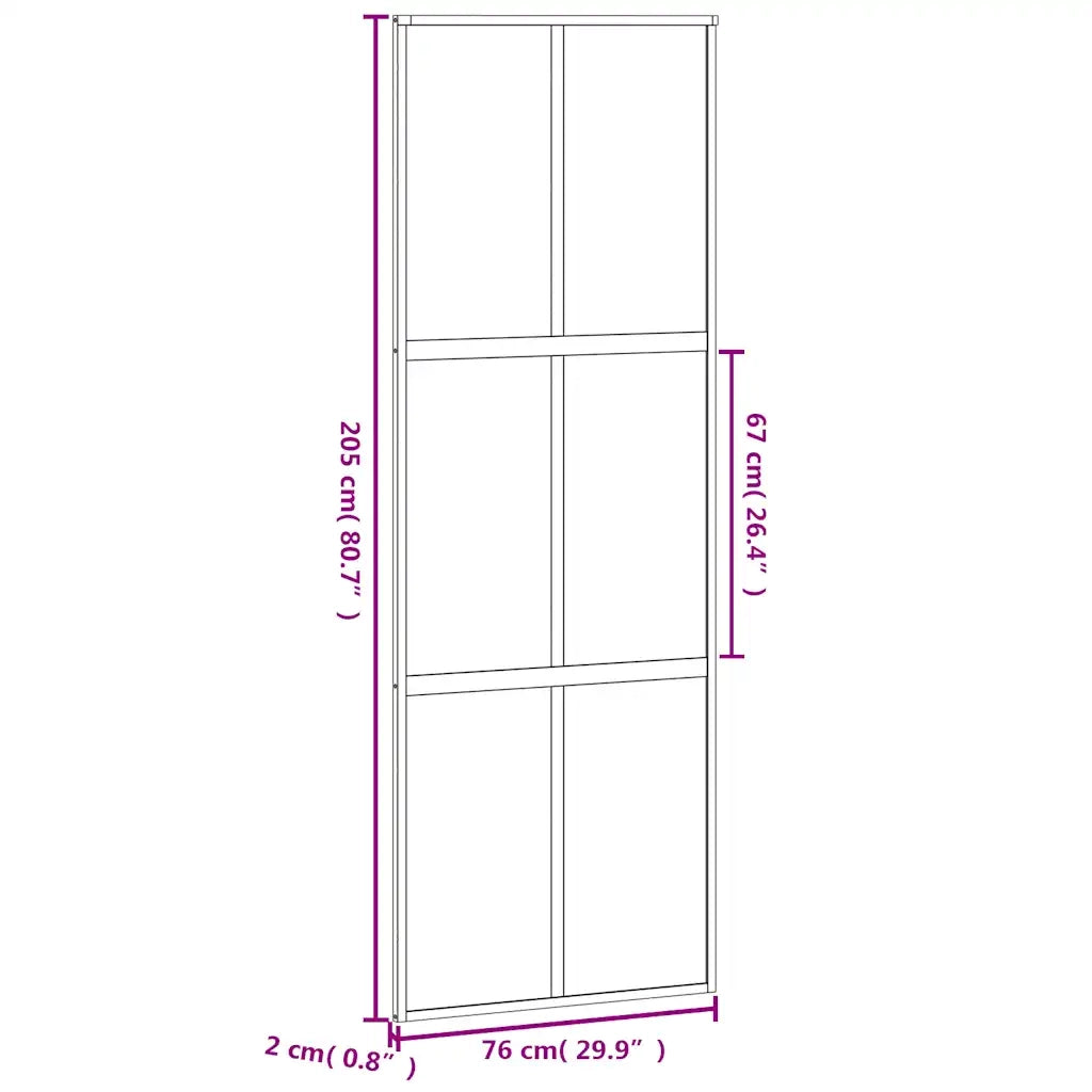 Porta Scorrevole Nera 76x205 cm in Vetro Temperato e Alluminio 155210