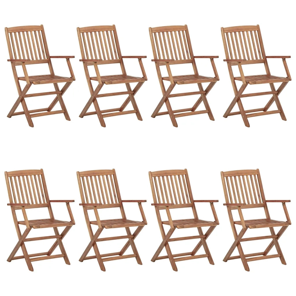 Sedie da Giardino Pieghevoli 8 pz con Cuscini Massello Acacia 3074993
