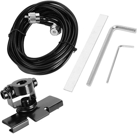 Montaggio per Antenna - Sostegno per Antenna - Montaggio Automatico - Matrice di Montaggio in Gomma - Estensione per Cavi da 5 Metri - Connettore PL259 - Sostituto di Supporto per Antenna