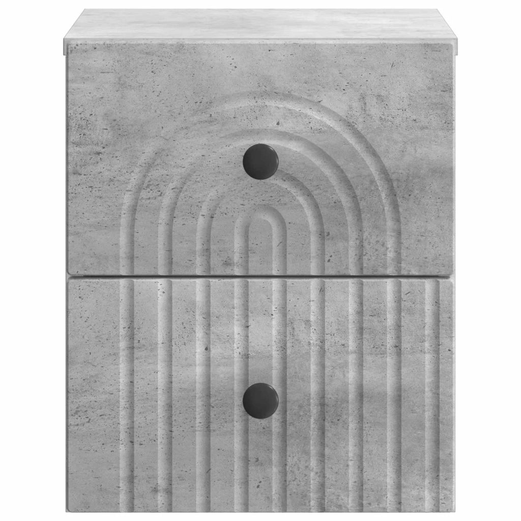 Comodino | Armadio da Notte | Mobiletto da notte a muro Grigio Cemento 33 x 34,5 x 40 cm