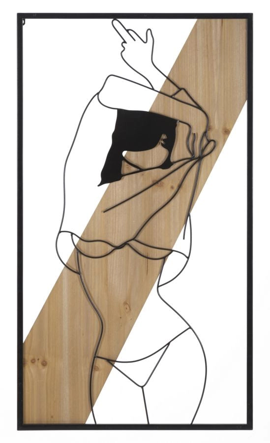 Pannello da Muro Strip Ferro e Wood 50x2x90 cm in Ferro e MDF Nero e Marrone