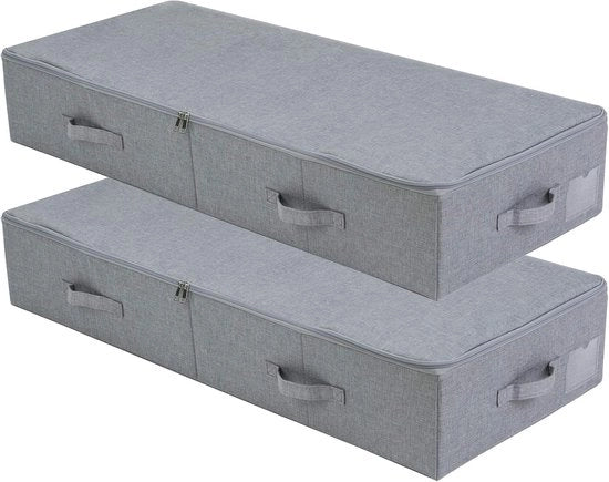 Set di 2 - Cassetti di Stoccaggio per Sotto Letto 100 x 43 x 18 cm - Scarpe, Maglioni, Camicie da Notte, Giochi etc. - Camera da Letto, Salotto, Camper, Armadio - Grigio Scuro