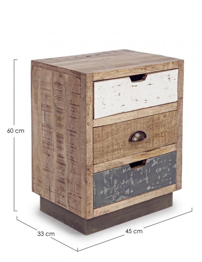 Comodino 3 Cassetti Tudor in Legno
