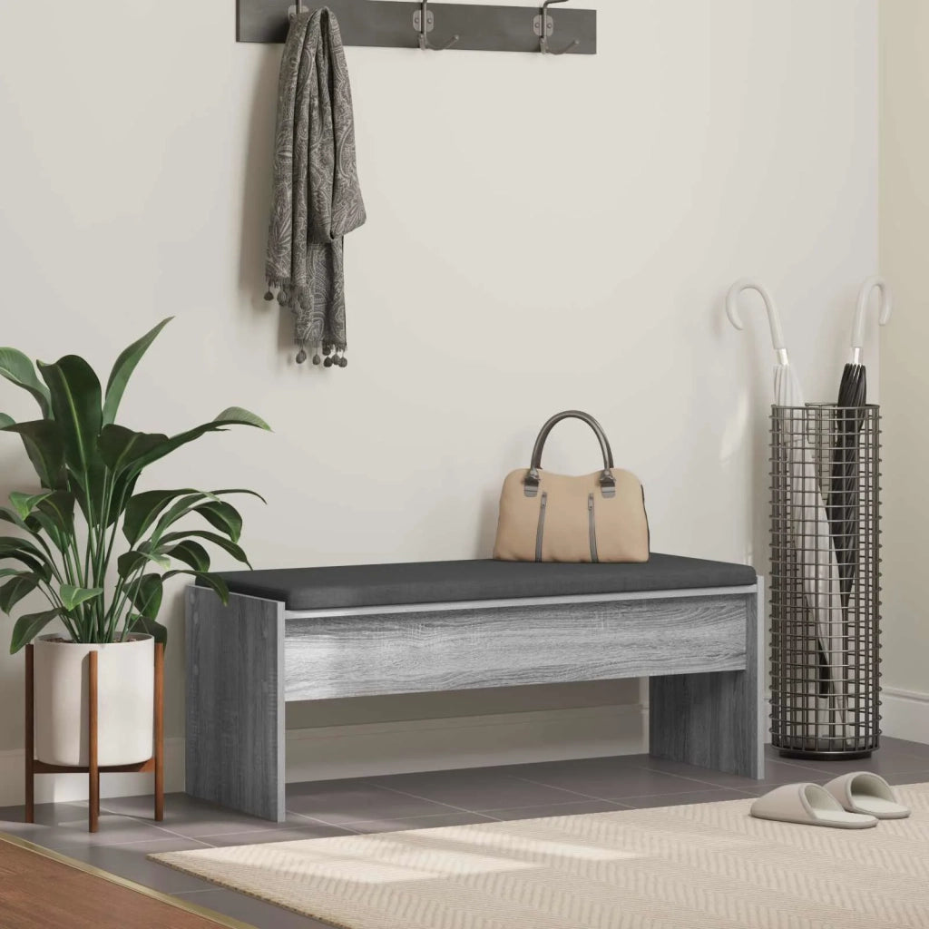 Panca per ingresso con cuscino-Sgabello-Panca da Corridoio Grigio Sonoma 103 x 38 x 40 cm