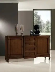 Credenza madia mod provenzale in legno arte povera noce scuro