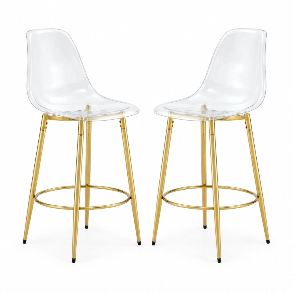 Sgabelli da bar trasparenti set da 2 102 cm oro in metallo per cucina open space