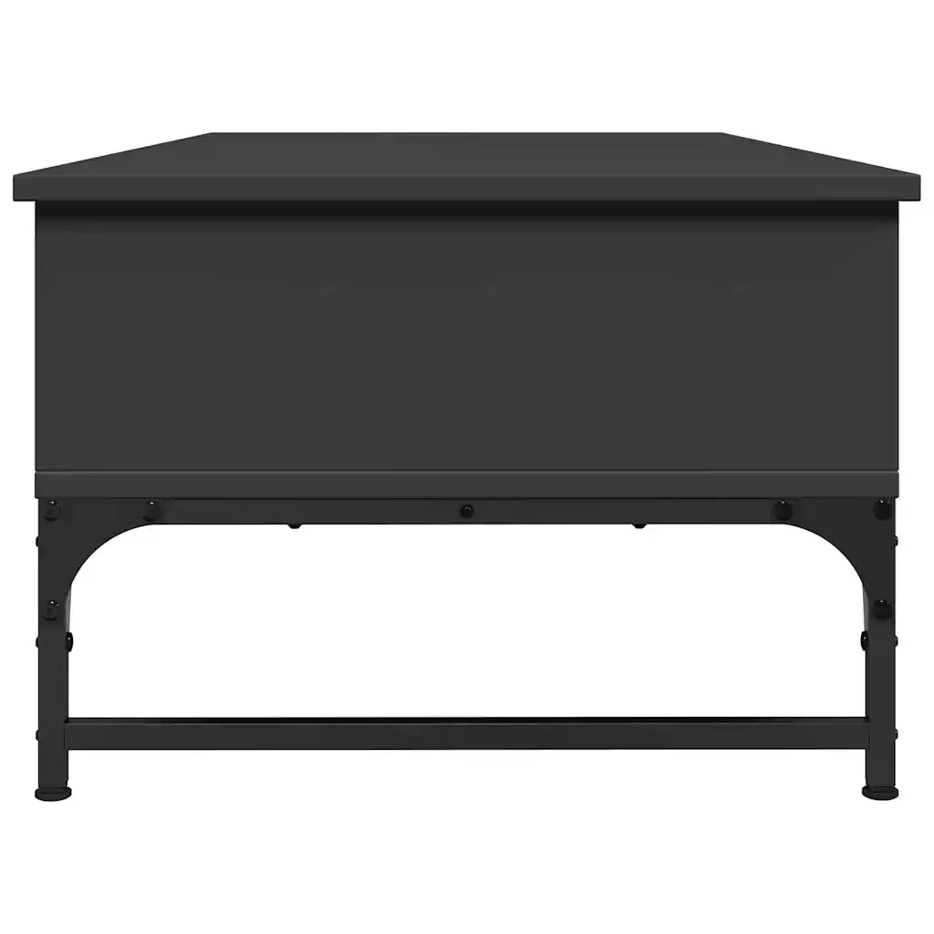Tavolino Salotto Nero 100x50x35 cm Legno Multistrato e Metallo