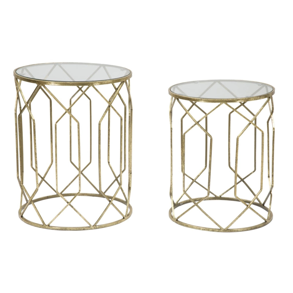Set di Tavolini VKH561, Oro, Metallo, 42x42x53 cm