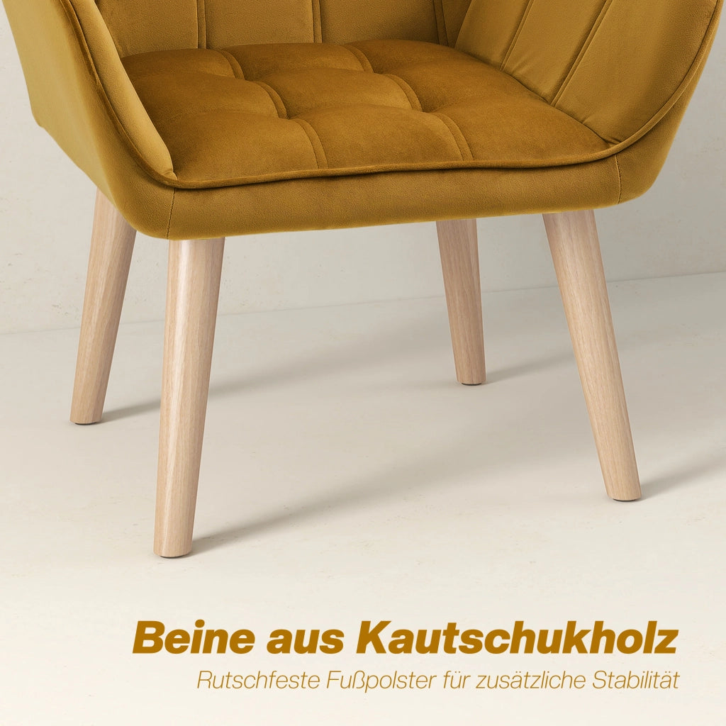 POLTRONA Scandinava 67x61,5x71 cm in Poliestere Giallo