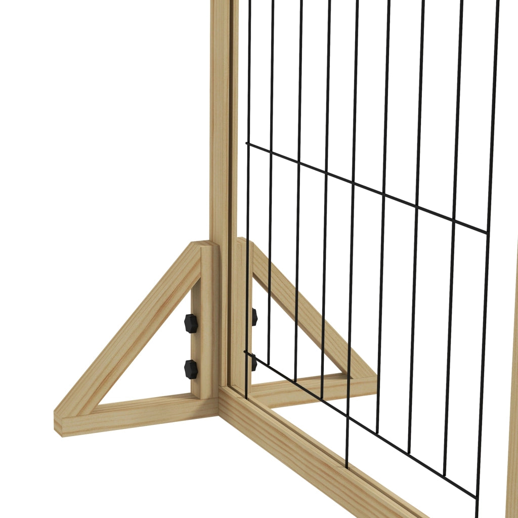 Cancellino per Cani Pieghevole con 3 Pannelli 210x70 cm in Legno Naturale