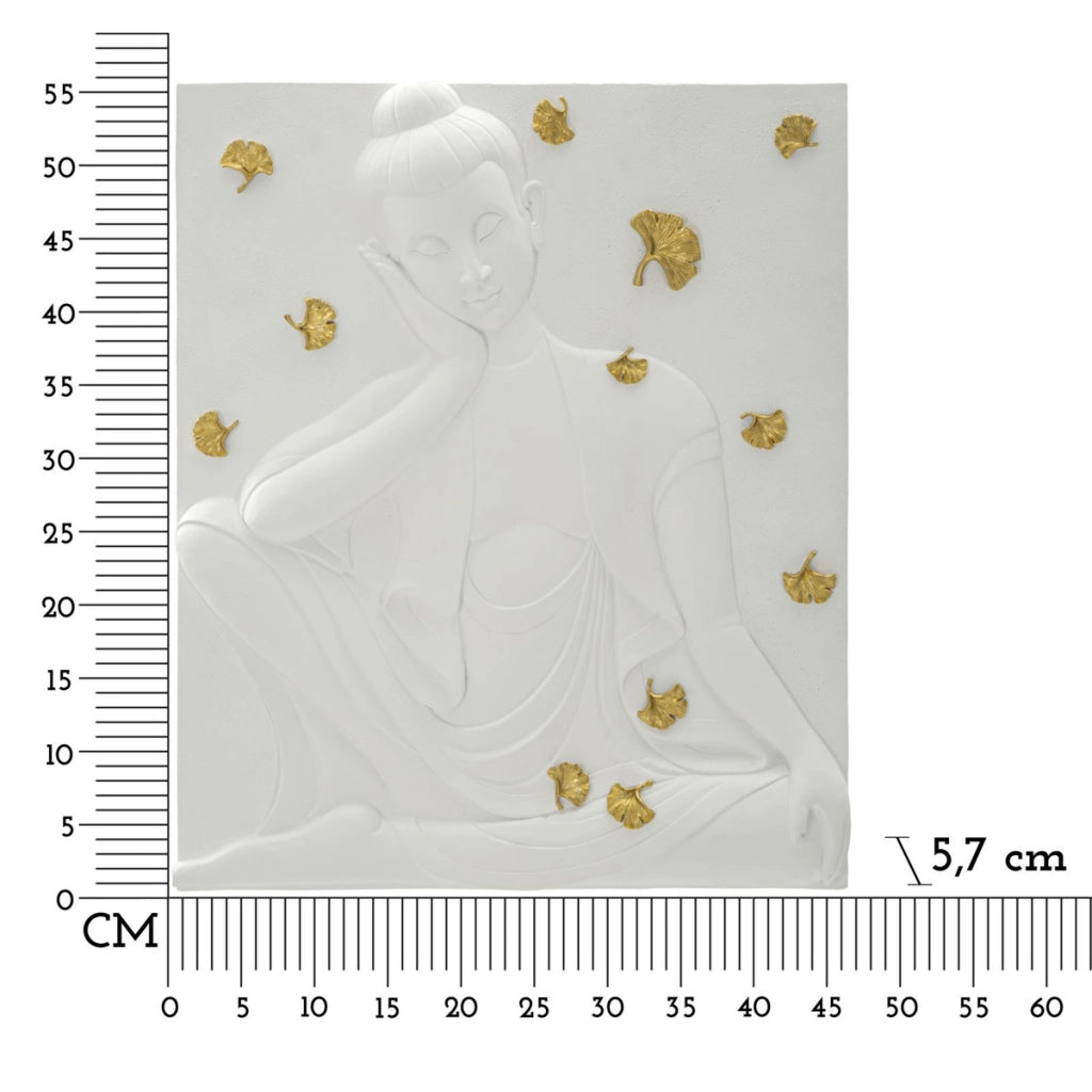 Decorazione in Metallo e Legno Geometrico 13, Bianco, Poliresina, 46x5,7x55,5 cm