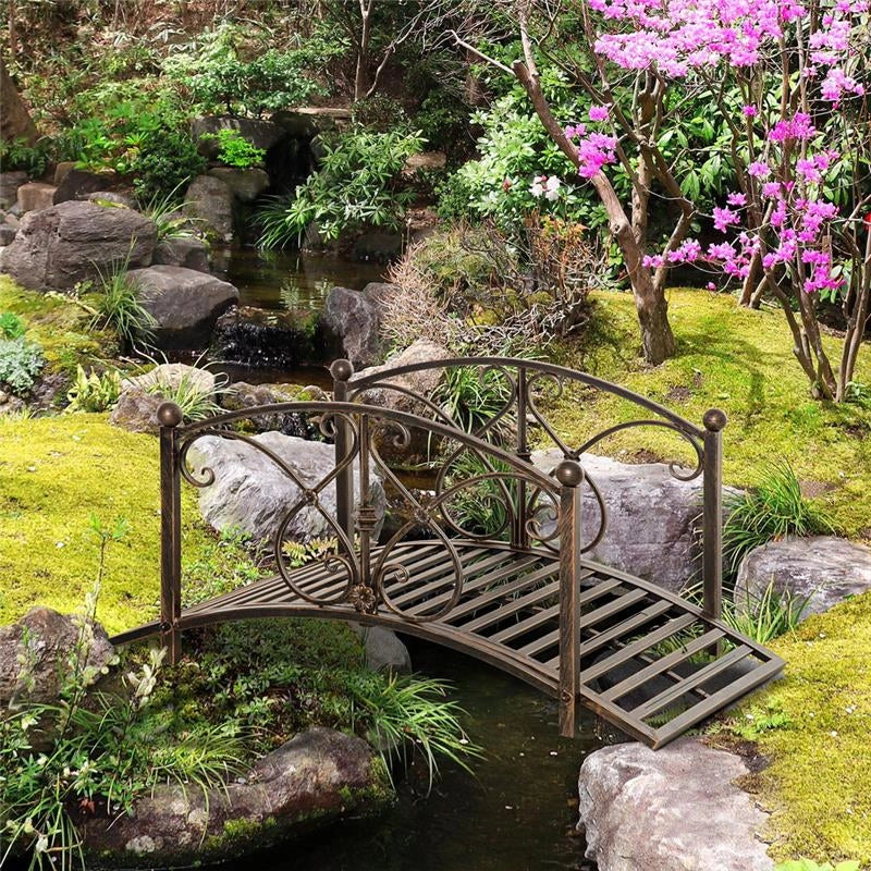 PONTICELLO DA GIARDINO CON ELEMENTI FLOREALI IN METALLO 99 X 68 X 53CM NERO