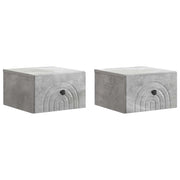 Mobiletto da notte a muro con cassetto 2 pcs Grigio Cemento